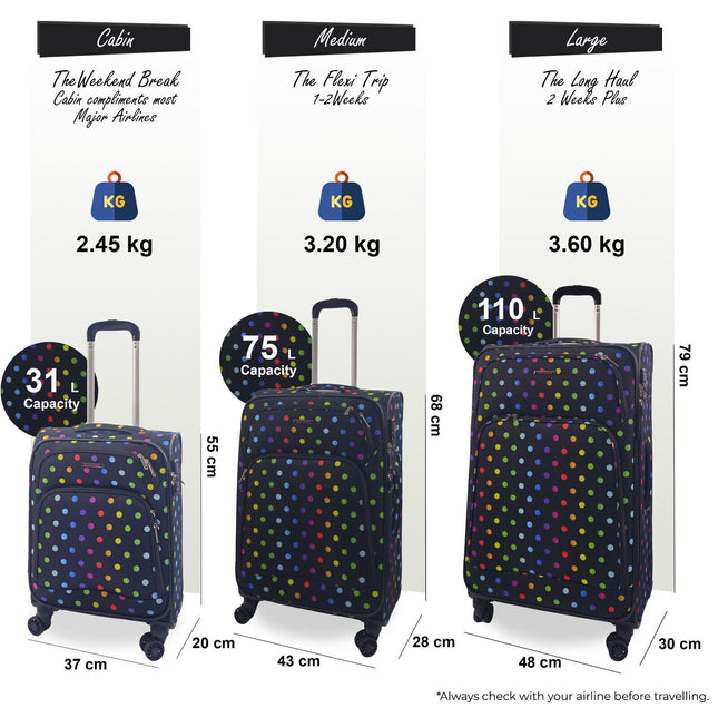 Lightweight Print Suitcases 8 Wheel Luggage Travel Soft Bags Set