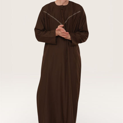 Men's Eid Brown Moroccan Thobe Robe Djellaba Ramadan Eid Jubba- HM10