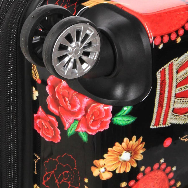 Strong Expandable Hard Shell Dual 4 Wheel Suitcase Set Print Luggage Cabin Travel Bag