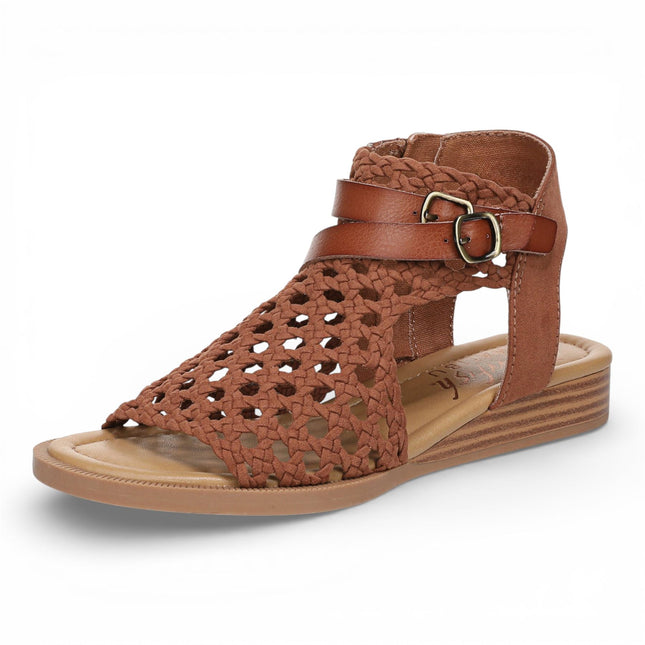 Blowfish Malibu Womens Cognac Brown Weave Micro Wedge Sandals - Anuella