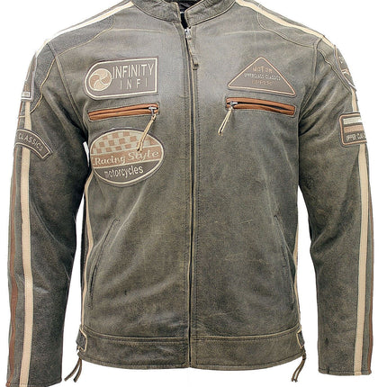 Mens Racing Leather Biker Jacket-Portland