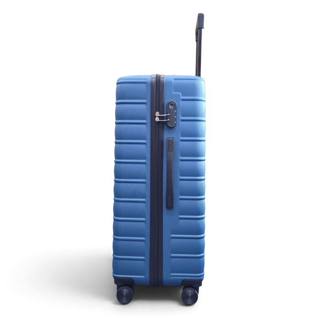 Hardshell Blue Suitcase Set Robust 8 Wheel Luggage Cabin Case Bag