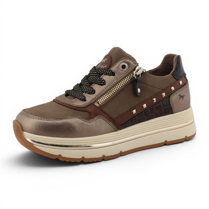 Mustang Women's Brown Lace-Up Trainers Platform Sneakers - M0332001