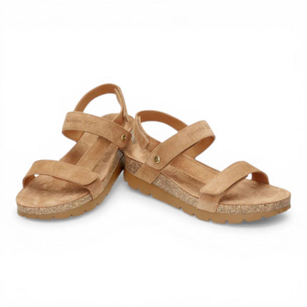 Panama Jack Women's Wedge Bark Brown Suede Leather Sandals - Selma B10