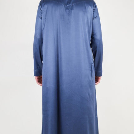 Men's Charcoal Thobe Robe Satin Emirati Islamic Jubba Eid Regular Fit