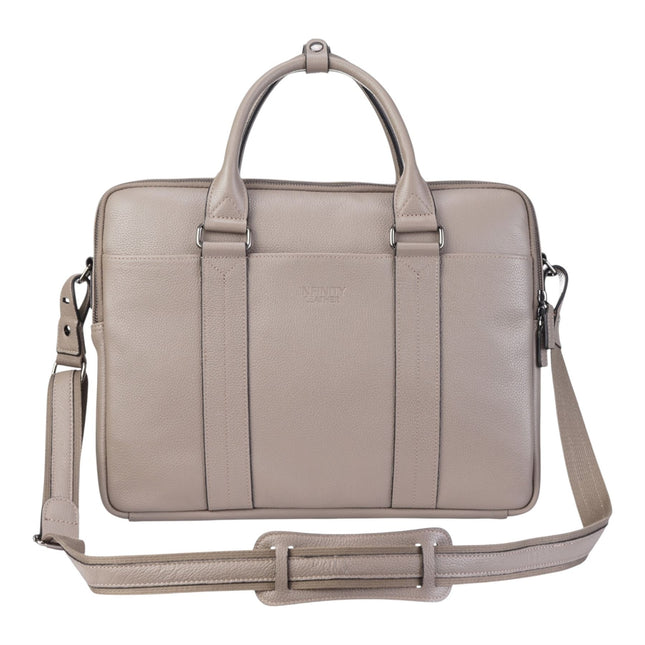 Genuine Leather Grey Laptop Business Briefcase Office Work Travel Bag - Sutton