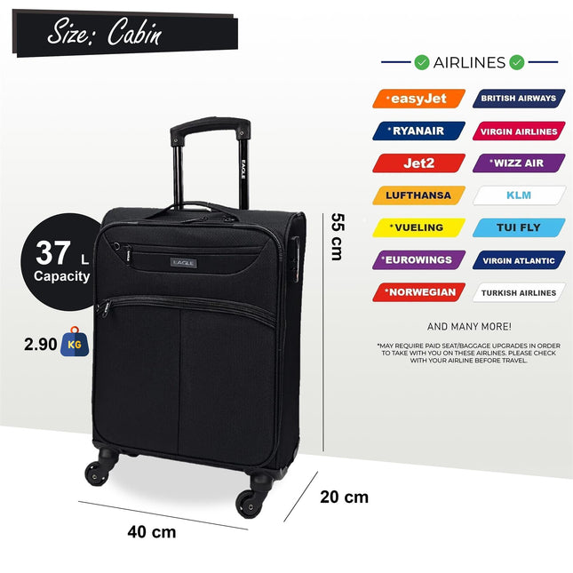 Lightweight Soft Suitcase Luggage Travel TSA Set