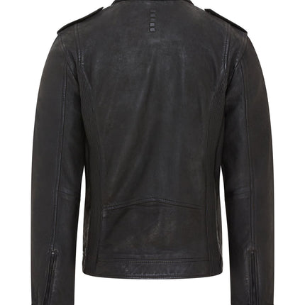 Men's Black Lamb Leather Biker Zipped Vintage Jacket