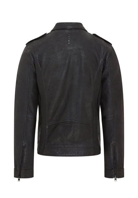 Men's Black Lamb Leather Biker Zipped Vintage Jacket
