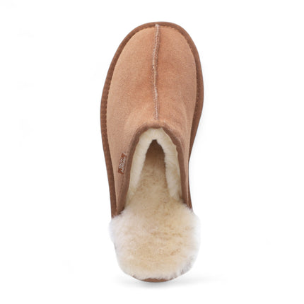 Men's Genuine Sheepskin Chestnut Suede Mule Winter Warm Non-Slip - Highland