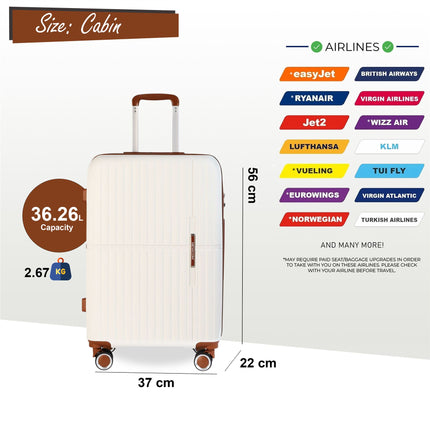 Hard Shell Cabin 37 x 22 x 56 cm PP Luggage Suitcase Suitable for Easyjet, Ryanair
