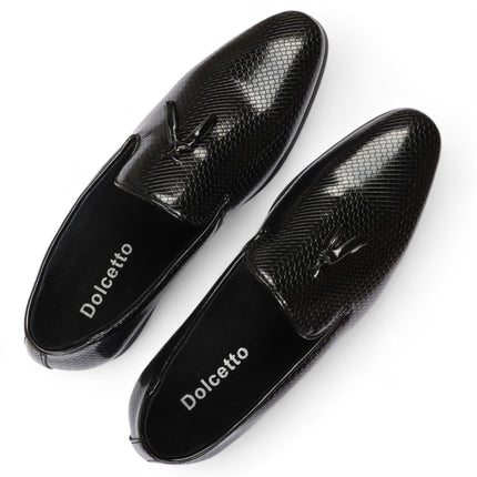 Men’s Black Formal Tassel Loafers Slip-On Leather Shoes