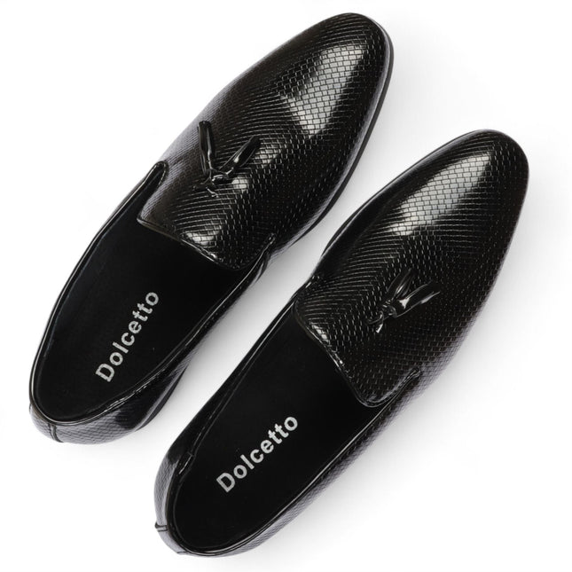 Men’s Black Formal Tassel Loafers Slip-On Leather Shoes