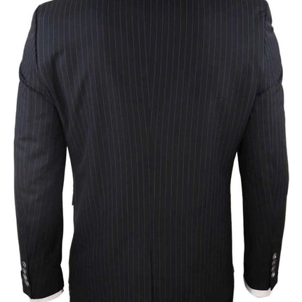 Men's 3 Piece Black Pinstripe Retro Suit