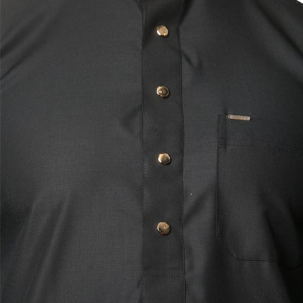 Men's Black Thobe Arab Saudi Emirati Islamic Clothing Jubba Robe