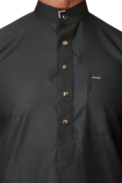 Men's Black Thobe Arab Saudi Emirati Islamic Clothing Jubba Robe