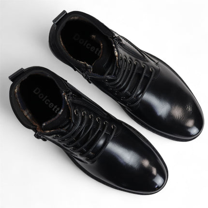 Men's Black Biker Lace-Up Ankle Boots