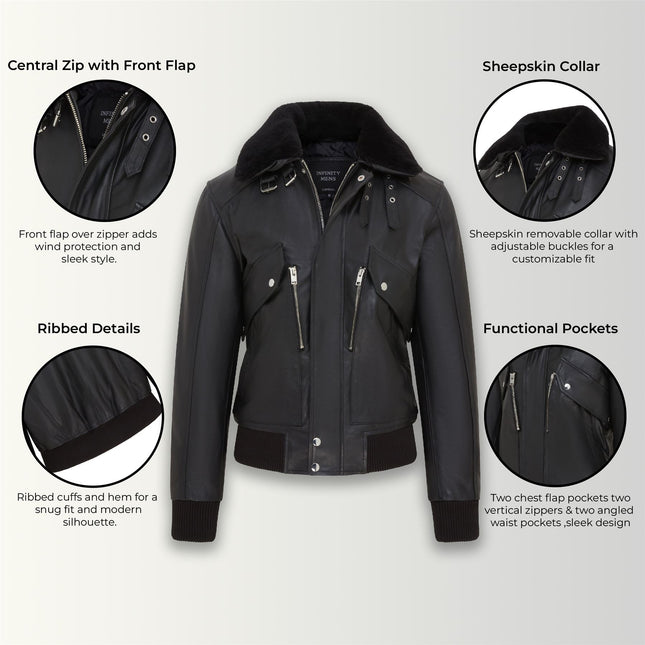 Men's Air Force A2 USAF Black Aviator Bomber Leather Cowhide Jacket