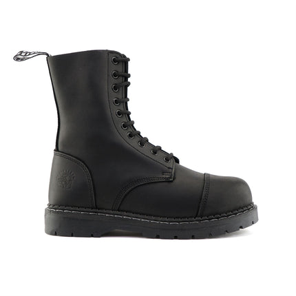 Grinders Unisex Black Stag Acs Leather Steel Toe Cap Lace Up Boots