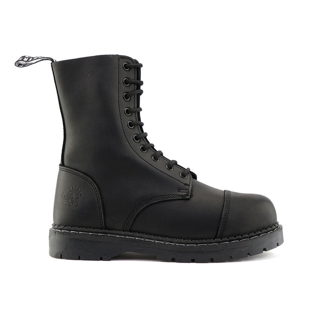 Grinders Unisex Black Stag Acs Leather Steel Toe Cap Lace Up Boots