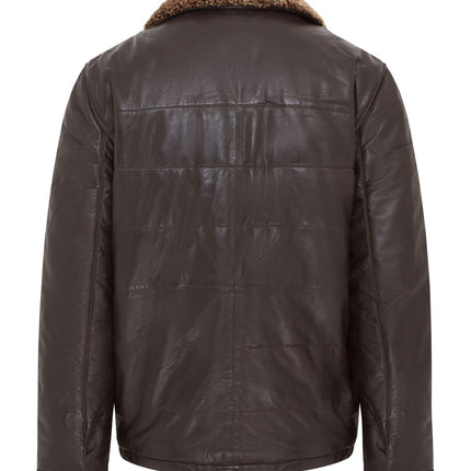 Men's Lamb Leather Puffer Bomber Warm Biker Jacket