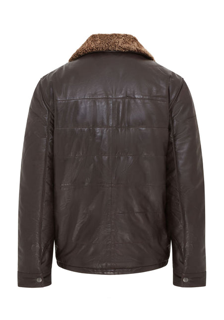 Men's Lamb Leather Puffer Bomber Warm Biker Jacket
