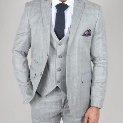 Mens IM2 Classic Plain Light Grey 3 Piece Suit