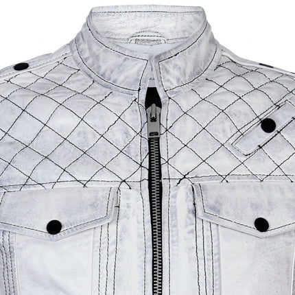 Mens Vintage Quilted Leather Racing Jacket-Cardiff