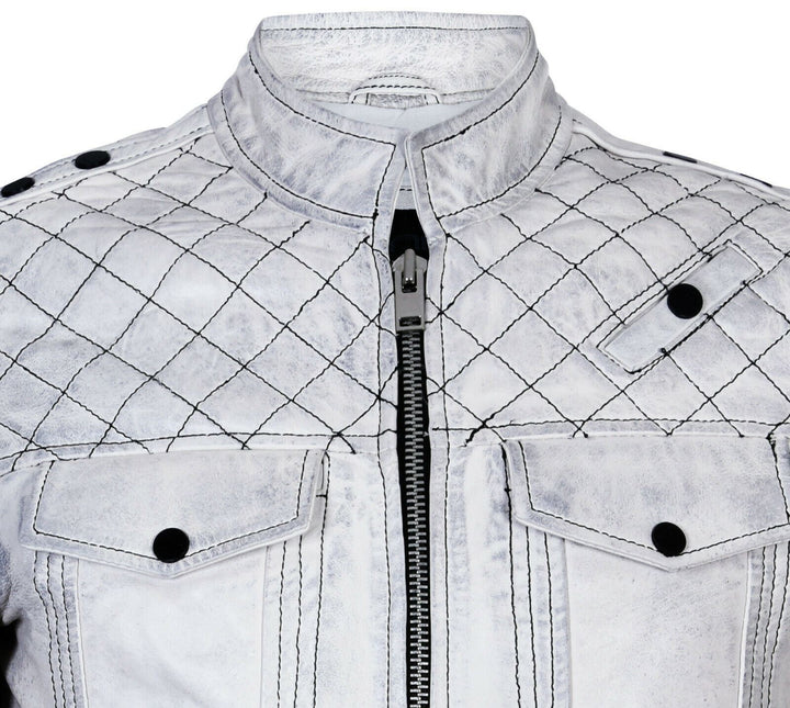 Mens Vintage Quilted Leather Racing Jacket-Cardiff