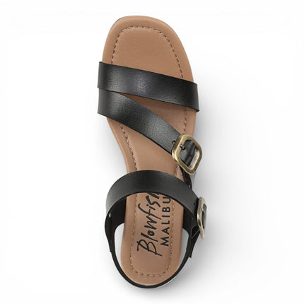 Blowfish Malibu Womens Black Wedge Strappy Espadrille Heel Sandals - Ali