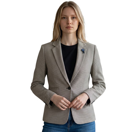 Women's Tweed Tailored Fit Blazer Wool Blend Formal Jacket - Kyoto