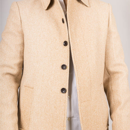 Men's Wool Blend Classic Collar Beige Overcoat