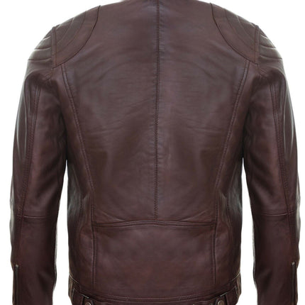 Mens Moto Leather Biker Jacket-Taiwan