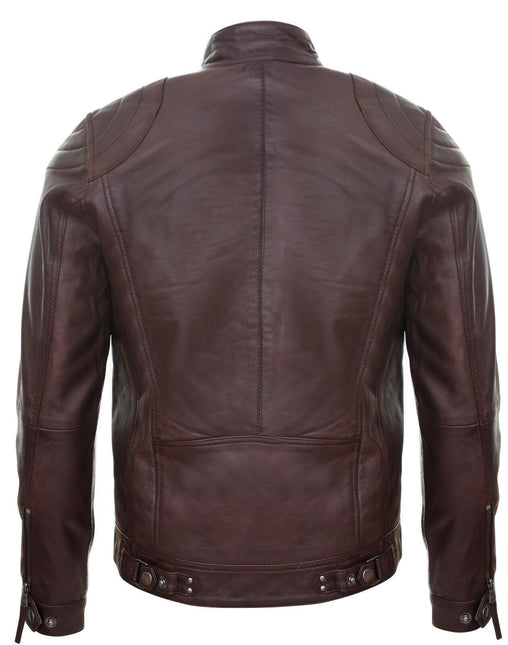 Mens Moto Leather Biker Jacket-Taiwan