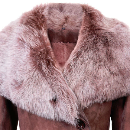 Womens Suede Merino Shearling Coat with Toscana Collar-Hanoi