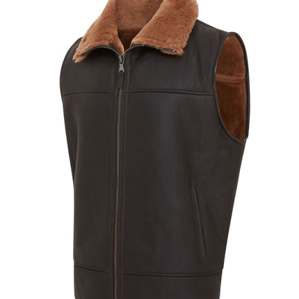 Men's Sheepskin Leather Gilet Aviator B3 Shearling Bomber Vest Waistcoat