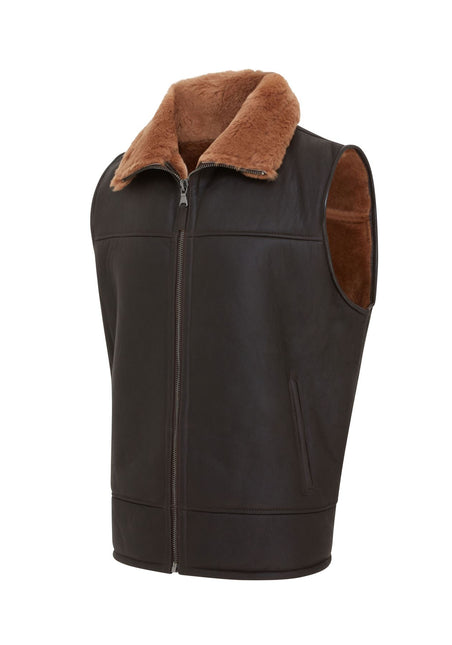 Men's Sheepskin Leather Gilet Aviator B3 Shearling Bomber Vest Waistcoat