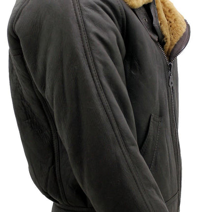 Mens Sheepskin Leather WW2 Bomber Jacket-Tucson