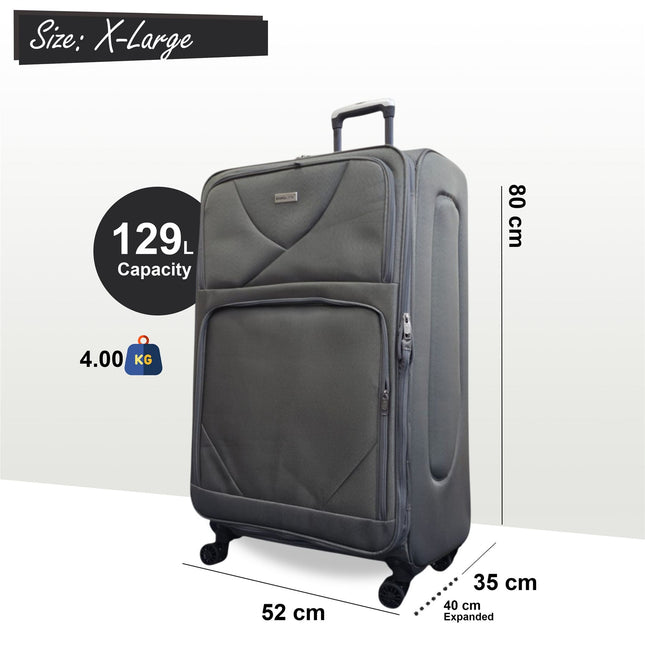 Soft Shell Lightweight Nylon Suitcase Set 4 Wheel Travel Case Holiday Bags