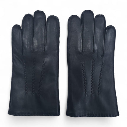 Men’s Black Italian Leather Warm Wool Lining Winter Stich Design Gloves - M-LGV-205