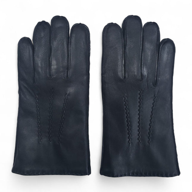 Men’s Black Italian Leather Warm Wool Lining Winter Stich Design Gloves - M-LGV-205