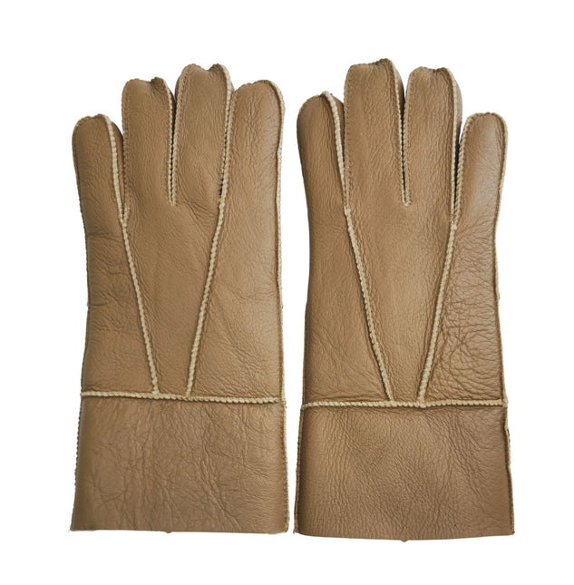 Infinity Leather Unisex Tan Sheepskin Leather Gloves with Roll Up/Down Cuff