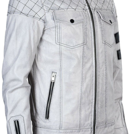 Mens Vintage Quilted Leather Racing Jacket-Cardiff