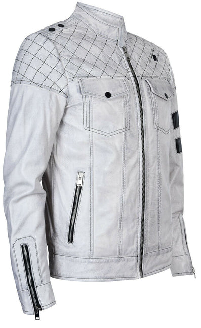 Mens Vintage Quilted Leather Racing Jacket-Cardiff