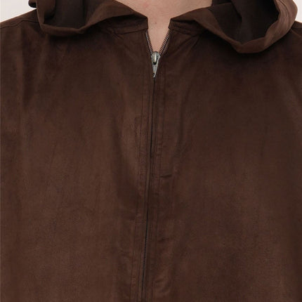 Men's Hooded Eid Brown Moroccan Jubba Robe Ramadan Eid Thobe - HM12