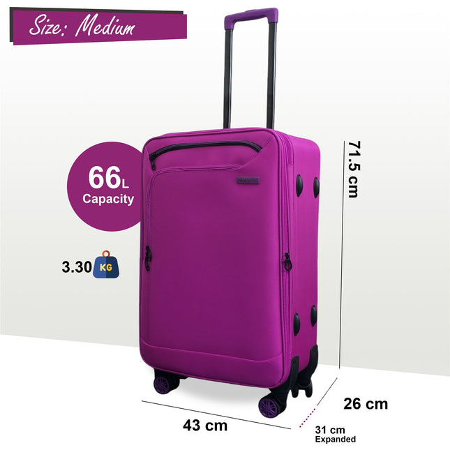 Lightweight Soft Shell 8 Wheels Luggage Travel Cabin Holiday Bags Suitcase Set