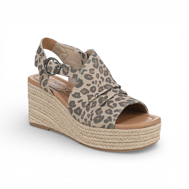 Blowfish Malibu Womens Leopard Print Wedge Slingbacks Heel Sandals - Amira