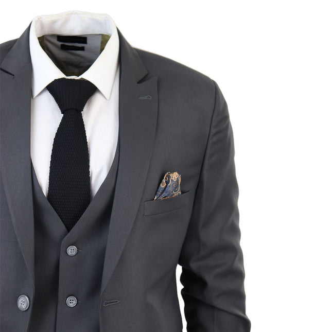Mens IM1 Classic Plain Charcoal 3 Piece Suit