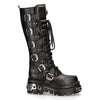 New Rock Knee High Black Leather Gothic Boots - 272-S1