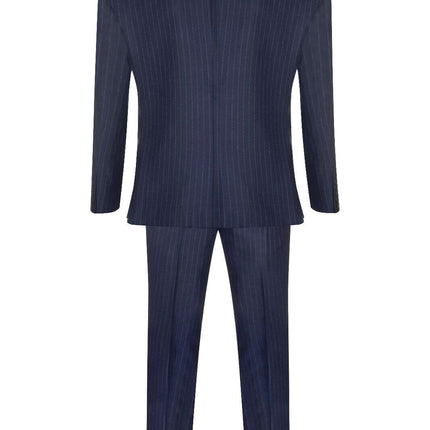 Mens Double Breasted Navy Blue Suit 2 Piece 1920s Pinstripe Peaky Blinders